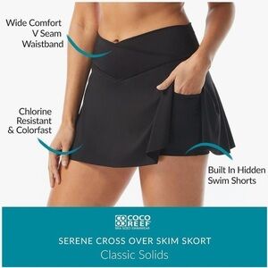 COCO REEF Women's Serene Cross-Over Swim Skort, swimming suit swim shirt, skirt